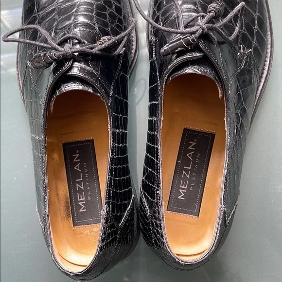 Mezlan Black Crocodile Leather Men's Shoes - Picture 8 of 10
